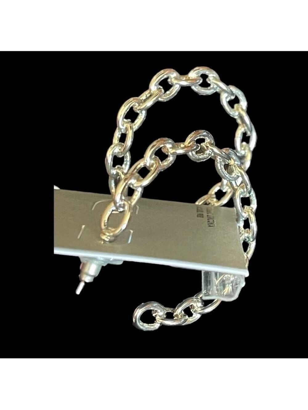 Silver tone hoop earrings studs closure